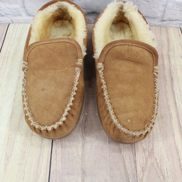 LL BEAN Brown Suede Venetian Shearling Lined Wicked Good Slippers 9 M - Picture 5 of 9